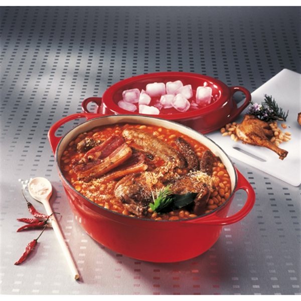 Cocotte fonte ovale Doufeu 32 cm 7,2 L cerise Le Creuset - Mathon - 1