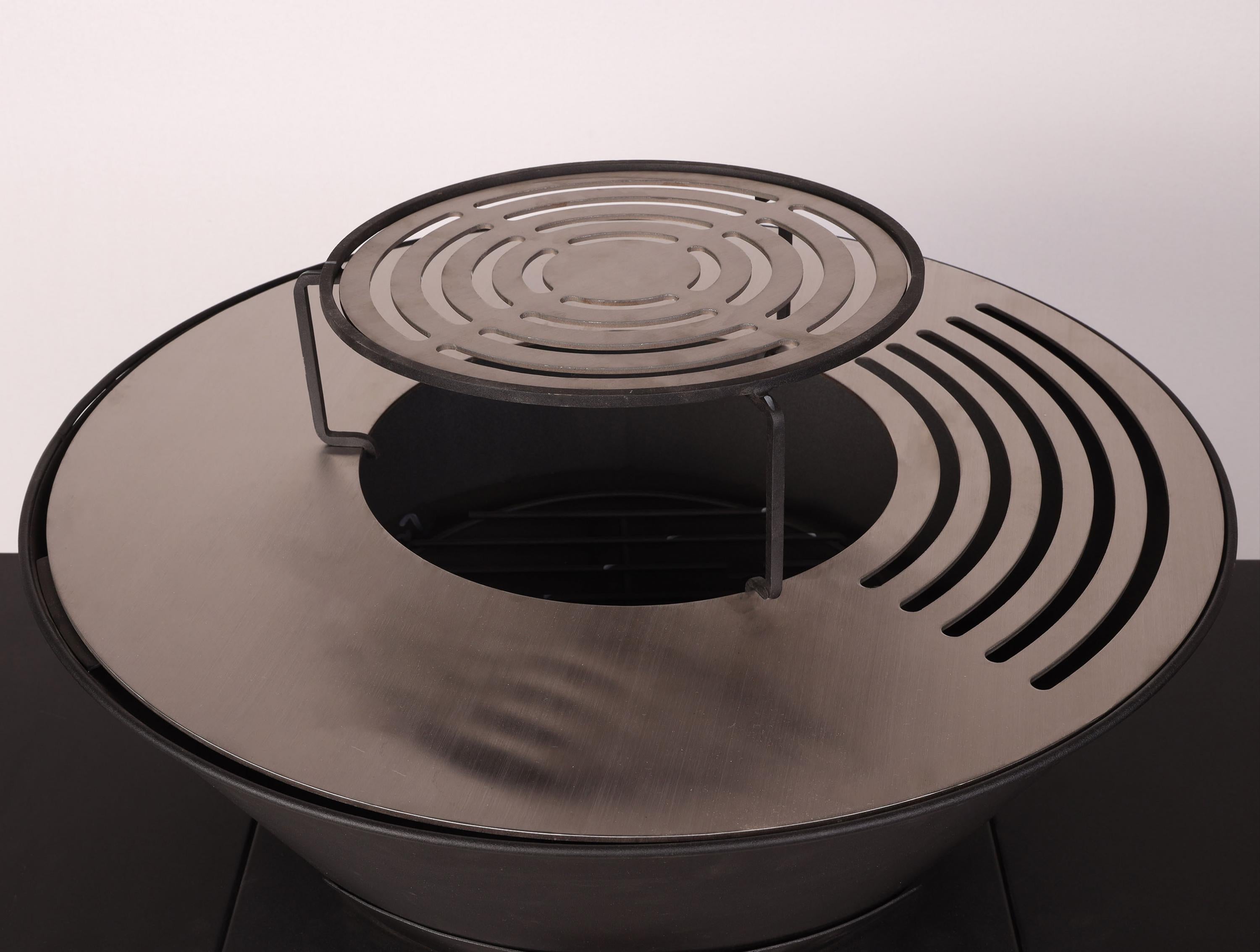 Barbecue avec plaque ronde, grill et support Purline - Mathon - 6