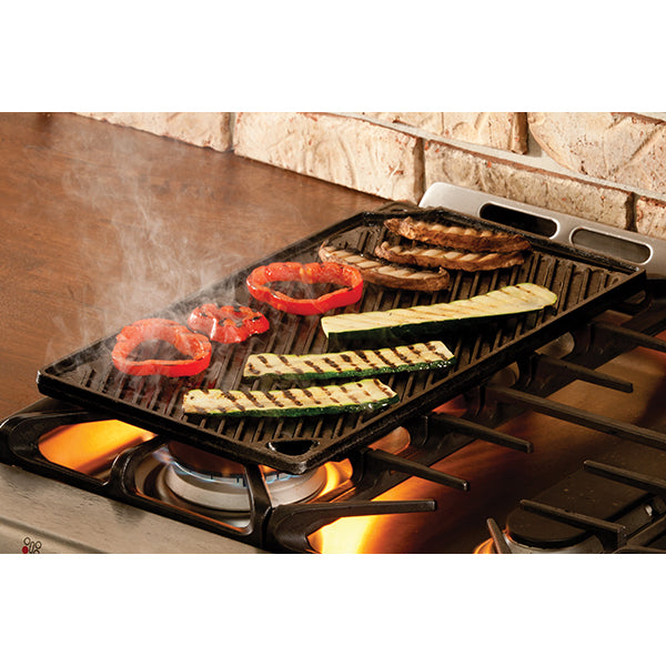 Double plaque réversible Grill & Plancha en fonte naturelle 42 × 24 cm Lodge - Mathon - 9