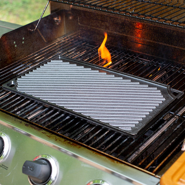 Double plaque réversible Grill & Plancha en fonte naturelle 42 × 24 cm Lodge - Mathon - 8