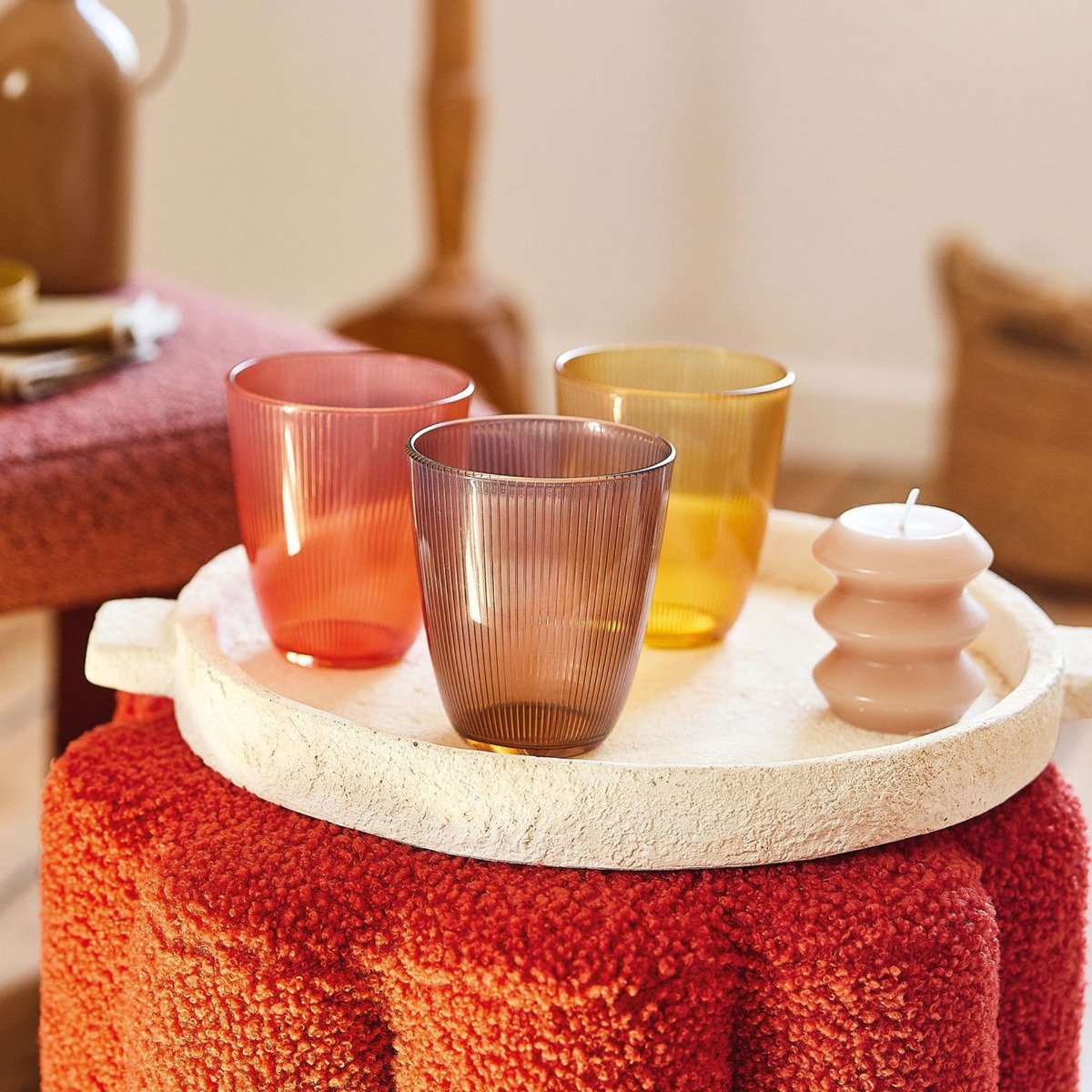 6 verres à eau jaunes 31cl Concepto Stripy Amber Luminarc - Mathon - 4