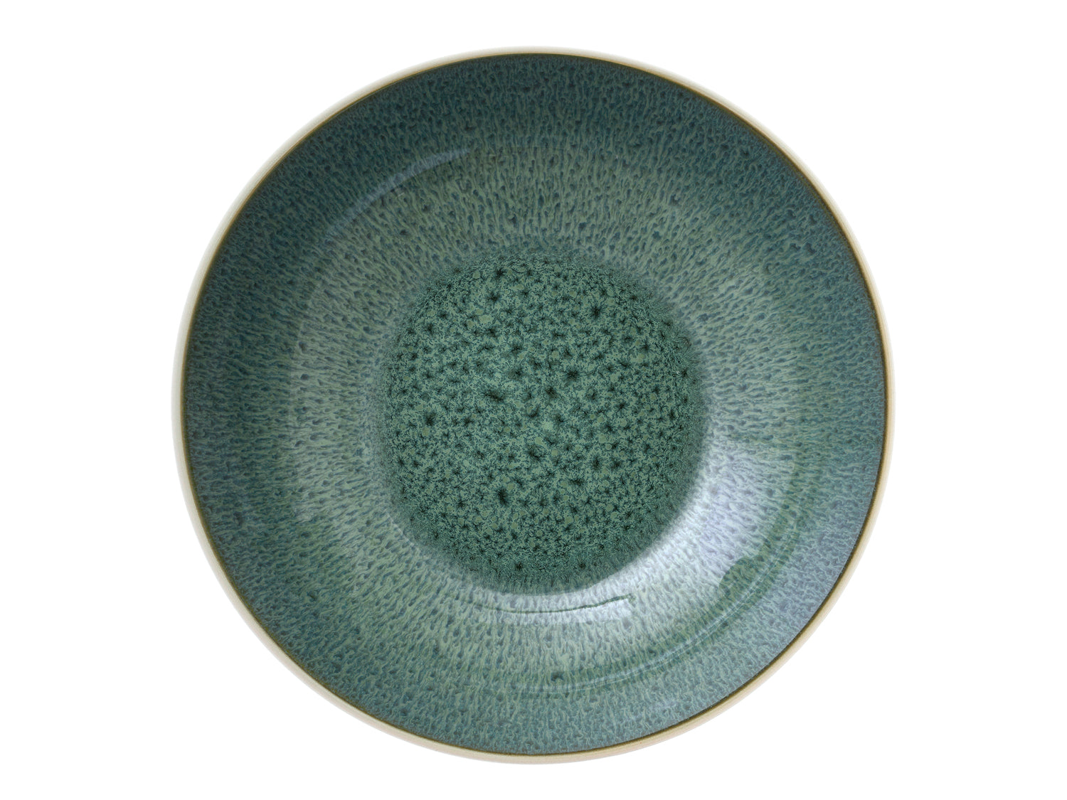 Assiette à pâtes Gastro en Grès Blanc/Vert Bitz - Mathon - 2