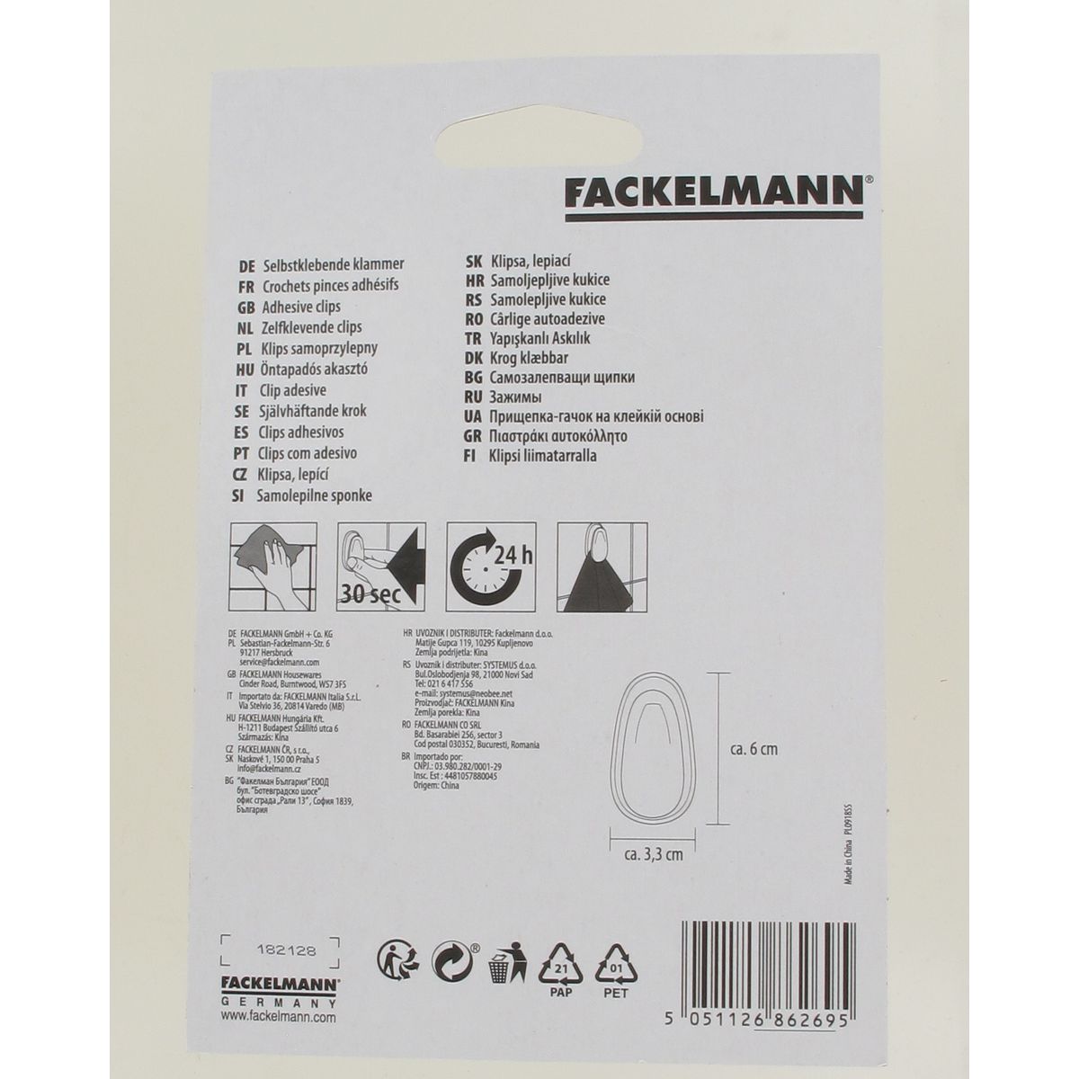 Lot de 2 crochets adhésifs à pince  Tecno Fackelmann - Mathon - 2