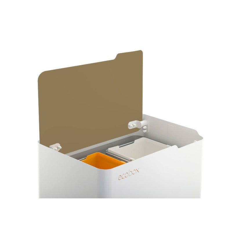 Poubelle cuisine fonctionnelle et élégante, 2 x 20 litres, ECOBOX NOA, Blanc-Sable Don Hierro - Mathon - 5