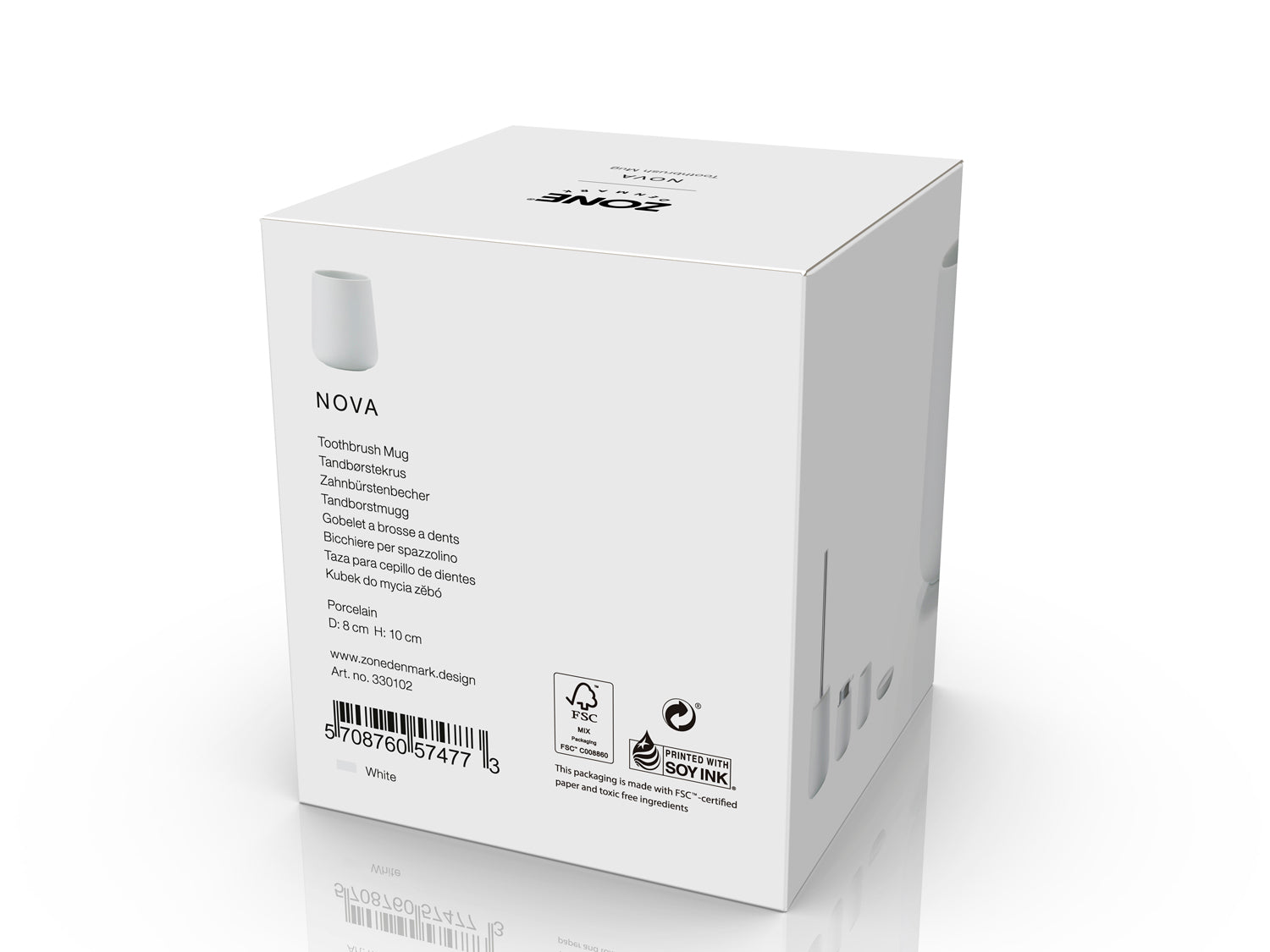 Gobelet pour brosse à dents NOVA en porcelaine et softtouch Blanc Zone Denmark - Mathon - 3