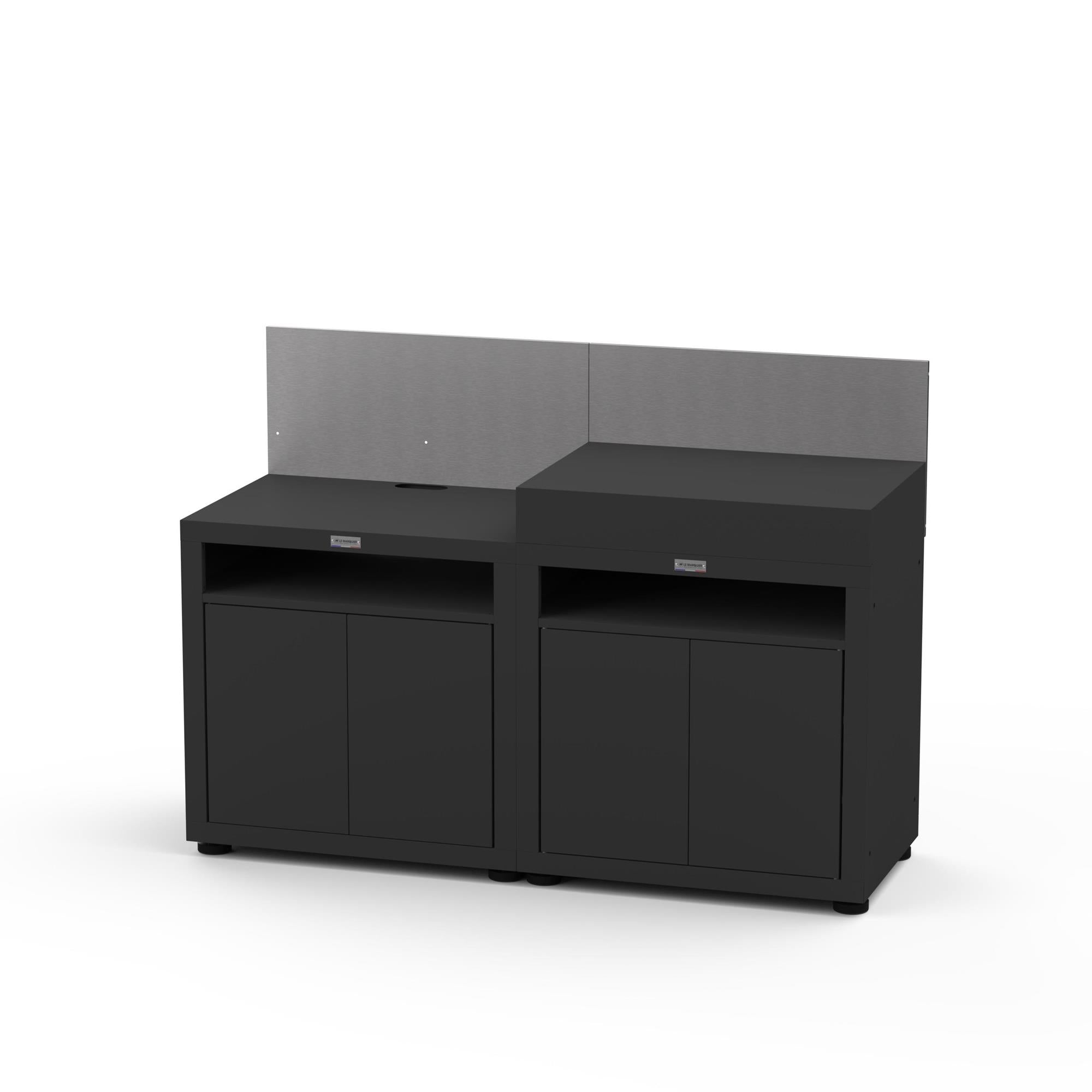 Cuisine 2 Elements Avec Credences - Noir Le Marquier - Mathon - 1