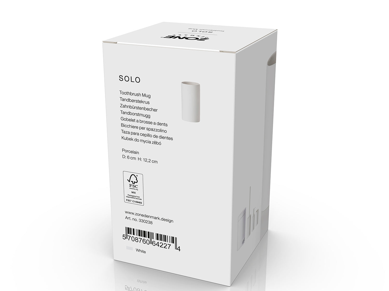 Gobelet pour brosse à dents SOLO en porcelaine Blanc Zone Denmark - Mathon - 3