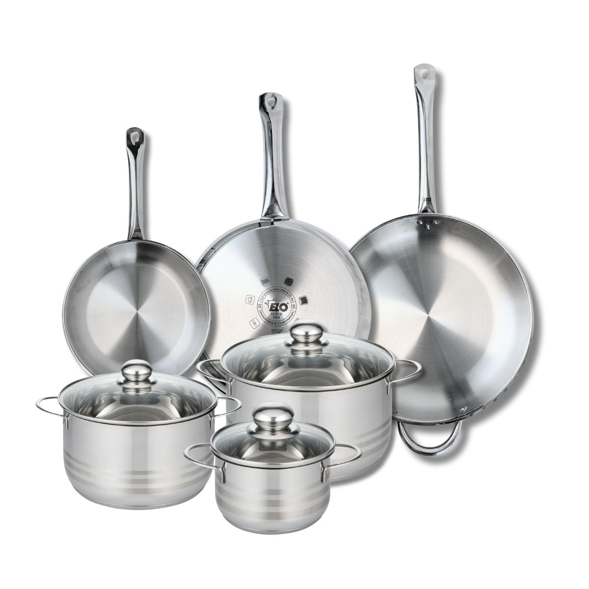 Ensemble de 3 Poêles de cuisson 24, 28 et 32 cm et 3 faitouts 16, 20 et 24 cm  Profi Brillant Elo - Mathon - 1