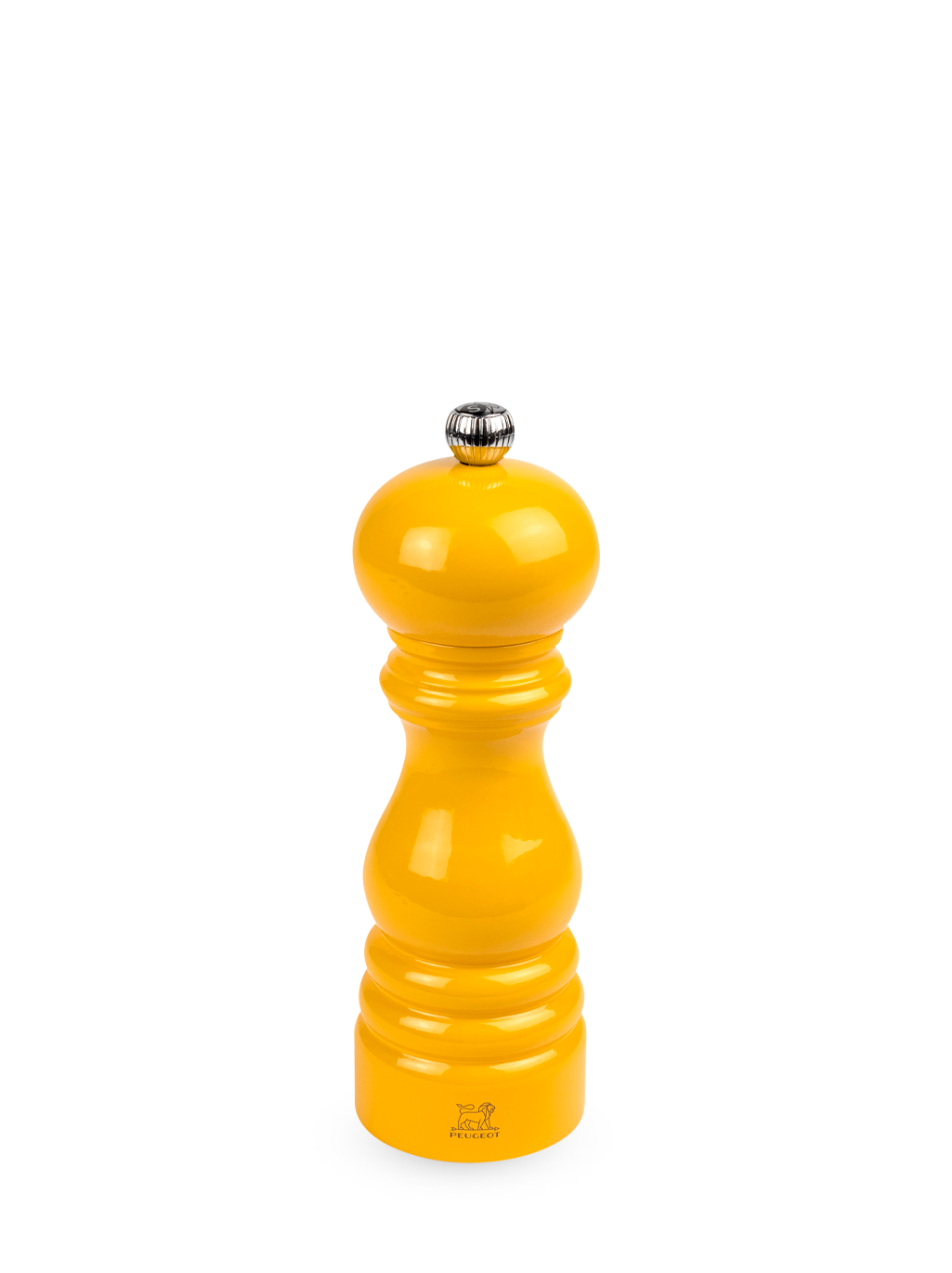 Paris Moulin à sel manuel en bois laqué, jaune safran, 18 cm - 7in. Peugeot - Mathon - 1