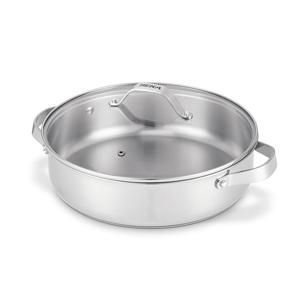 Sauteuse tout inox Cicla 28 cm et couvercle en verre Beka - Mathon - 1