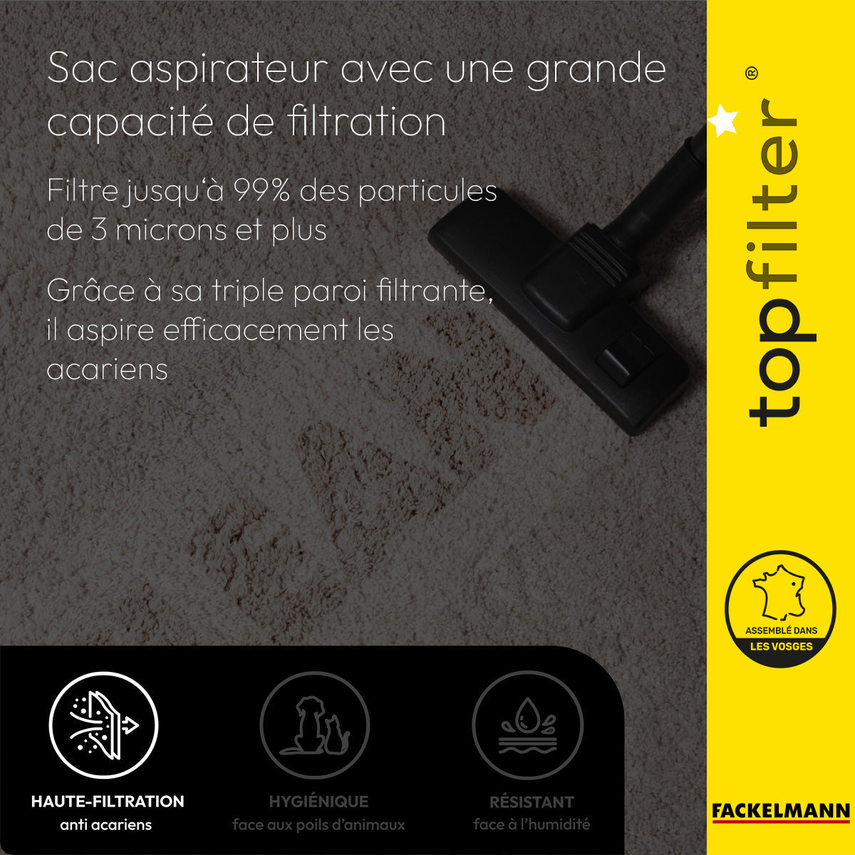 Lot de 4 packs de 4 sacs aspirateur 64986 pour Rowenta et Moulinex TopFilter Premium TopFilter - Mathon - 3