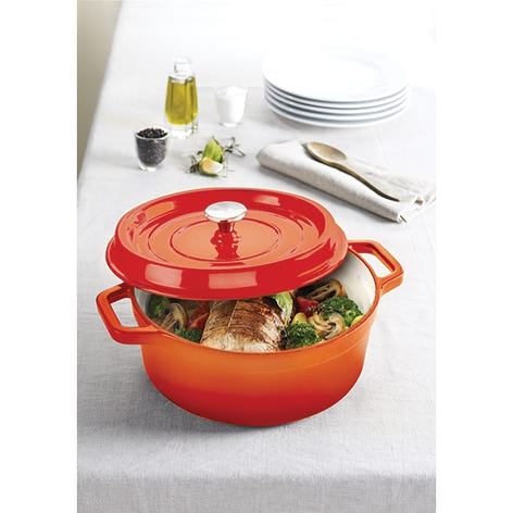 Cocotte en fonte ronde 28 cm 5,6 L coloris orange Mathon - Mathon - 2