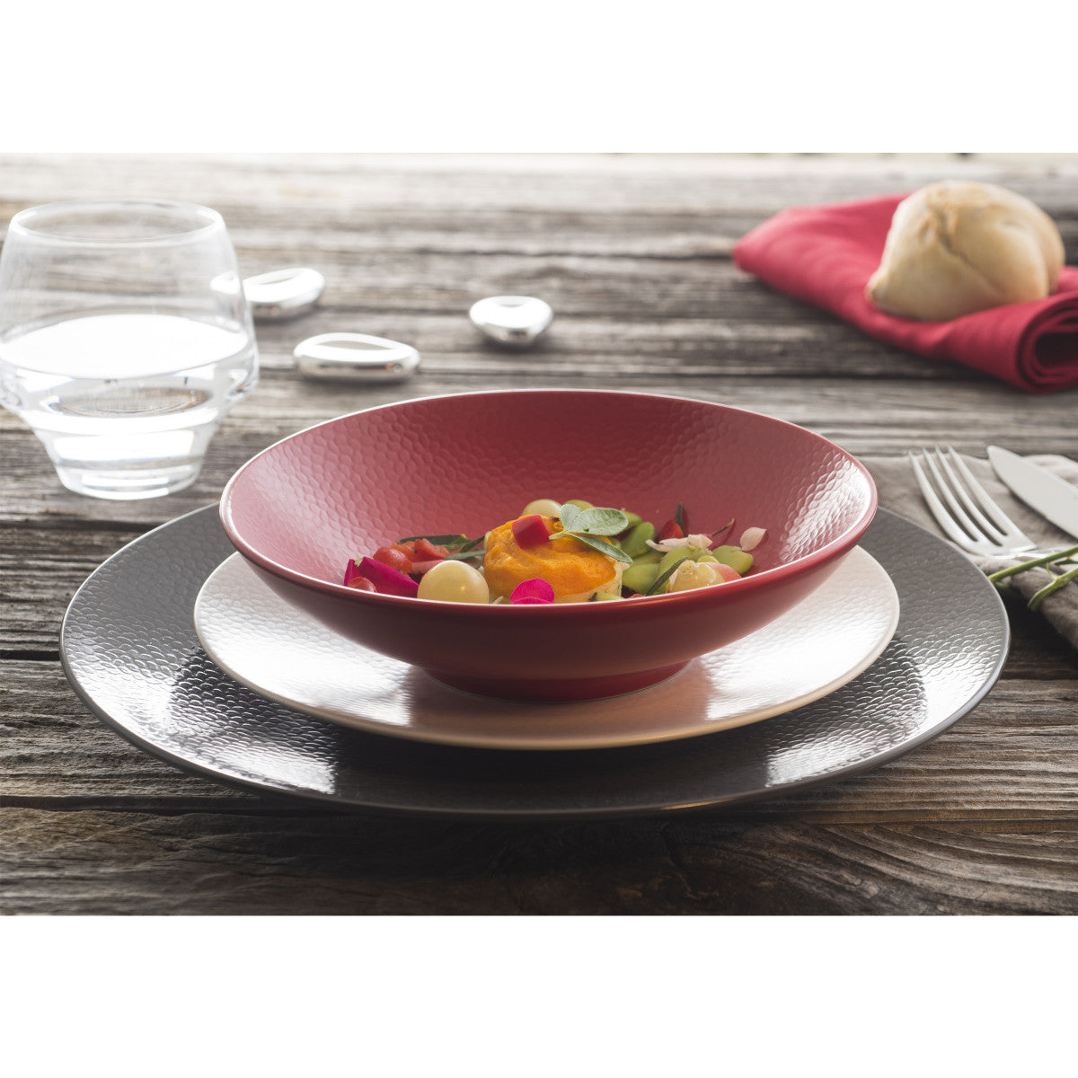 Stone Rouge - Assiette salade et pâtes 19 cm (lot de 6) Médard de Noblat - Mathon - 4
