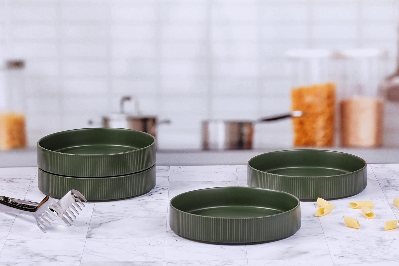 Assiette creuse SCANDI Ø21,5cm - 4 pièces - Olive Björn - Mathon - 2