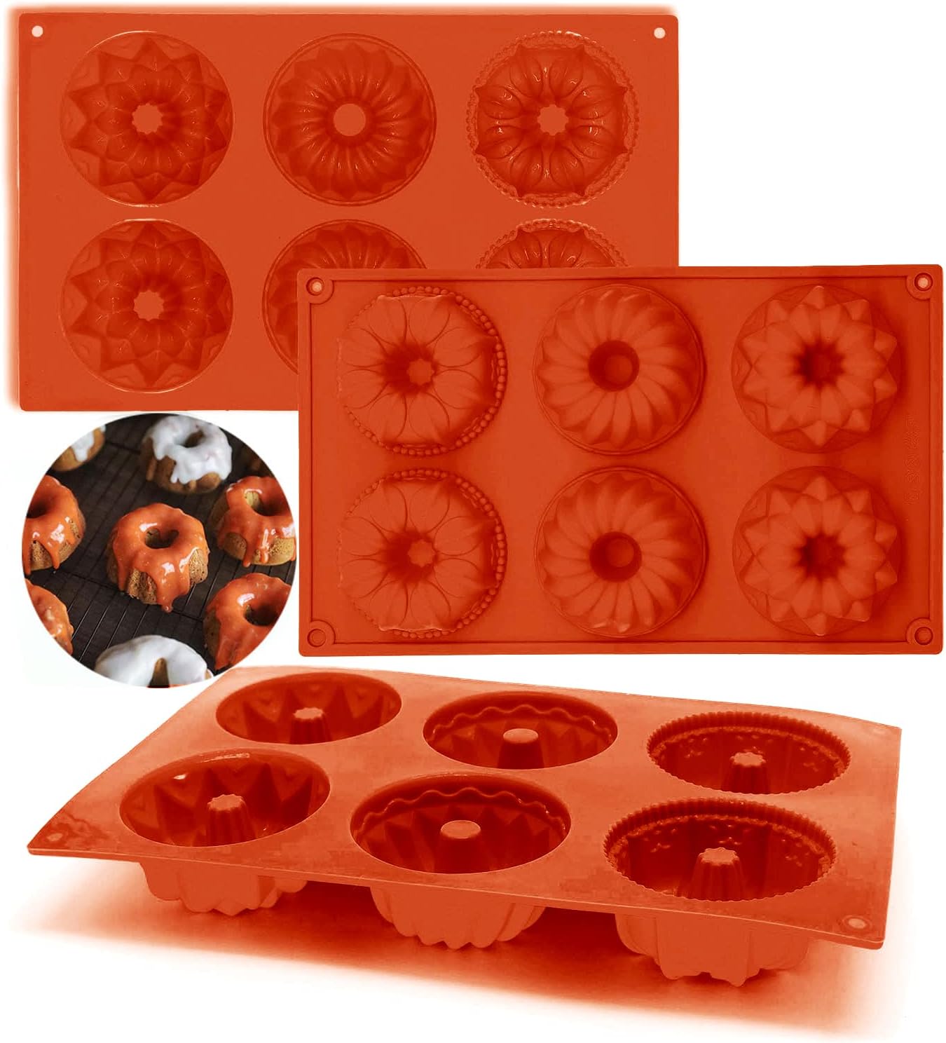 Lot de 3 Mini Moule à Kouglof en Silicone marron Vendos85 - Mathon