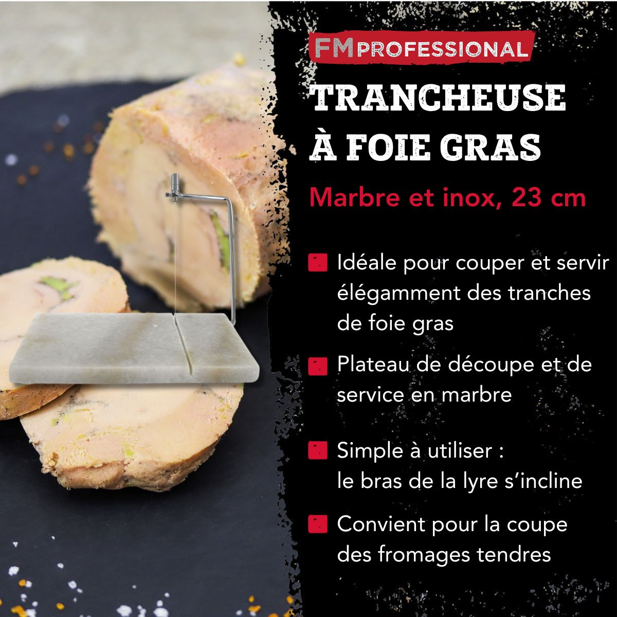 Coupe et présentation foie gras en marbre 23 x 15 cm FM Professional - Mathon - 3
