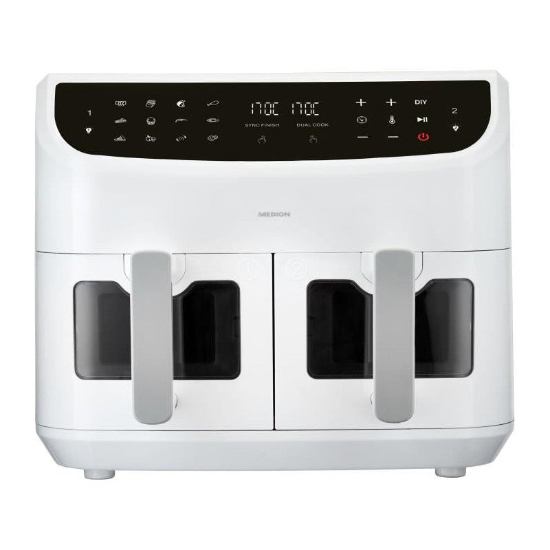 Friteuse A Air Chaud - Medion - P20 Xxl Twin - 2600 W - 2 Paniers - 9 Programmes - Blanc Medion - Mathon - 1