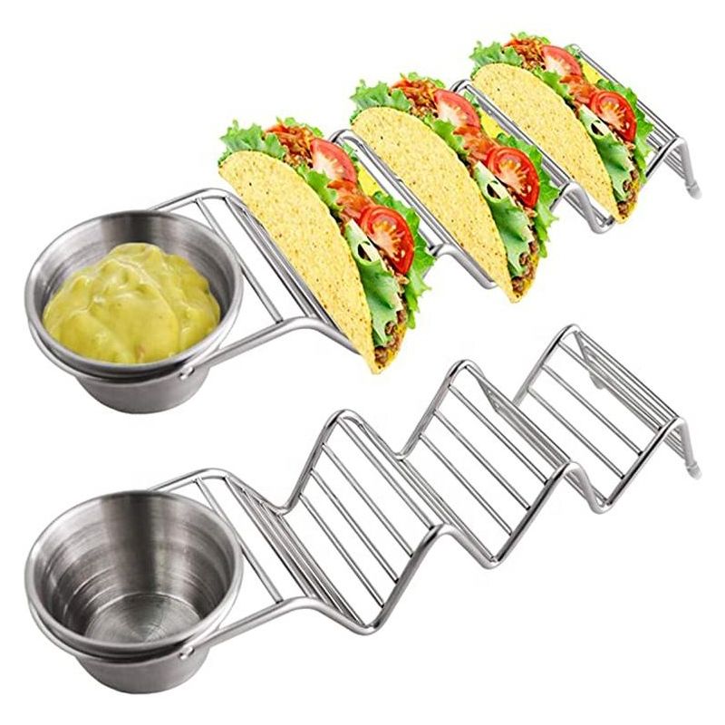 Support à tacos en acier inoxydable avec 2 tasses Herzberg HG04043 Herzberg - Mathon - 5