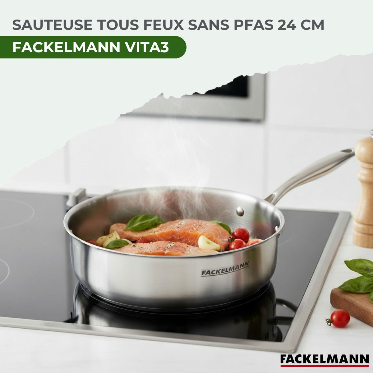 Sauteuse 24 cm en inox 18/10 Triply  Vita3 Fackelmann - Mathon - 2