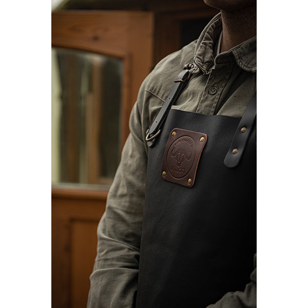 Tablier de cuisine artisanal cuir Buffalo noir Witloft - Mathon - 5