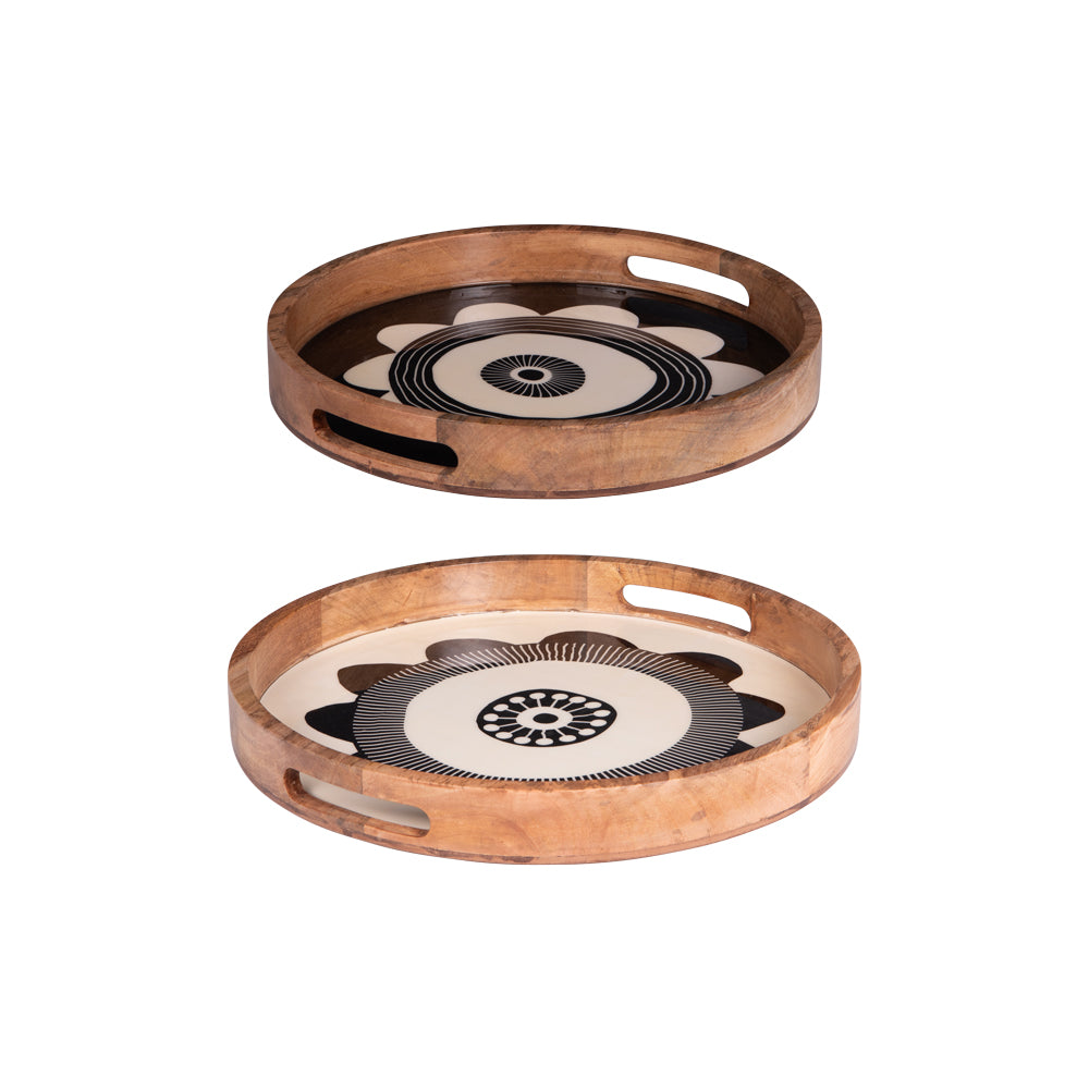 Set de 2 plateaux rond Zanzibar 35 et 40 cm Table passion - Mathon - 1