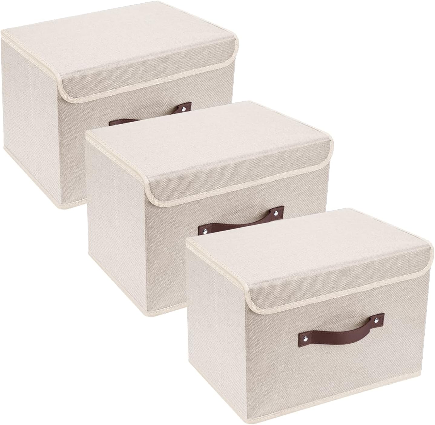 Set de 3 boîtes de rangement pliables beiges Vendos85 - Mathon