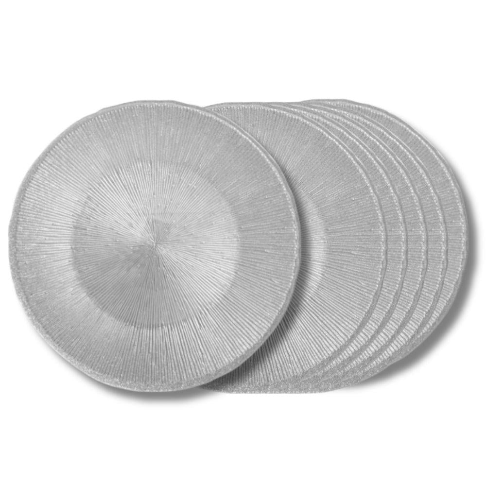 Assiette à dessert Glitter grise 21 cm (lot de 6) Table passion - Mathon - 1