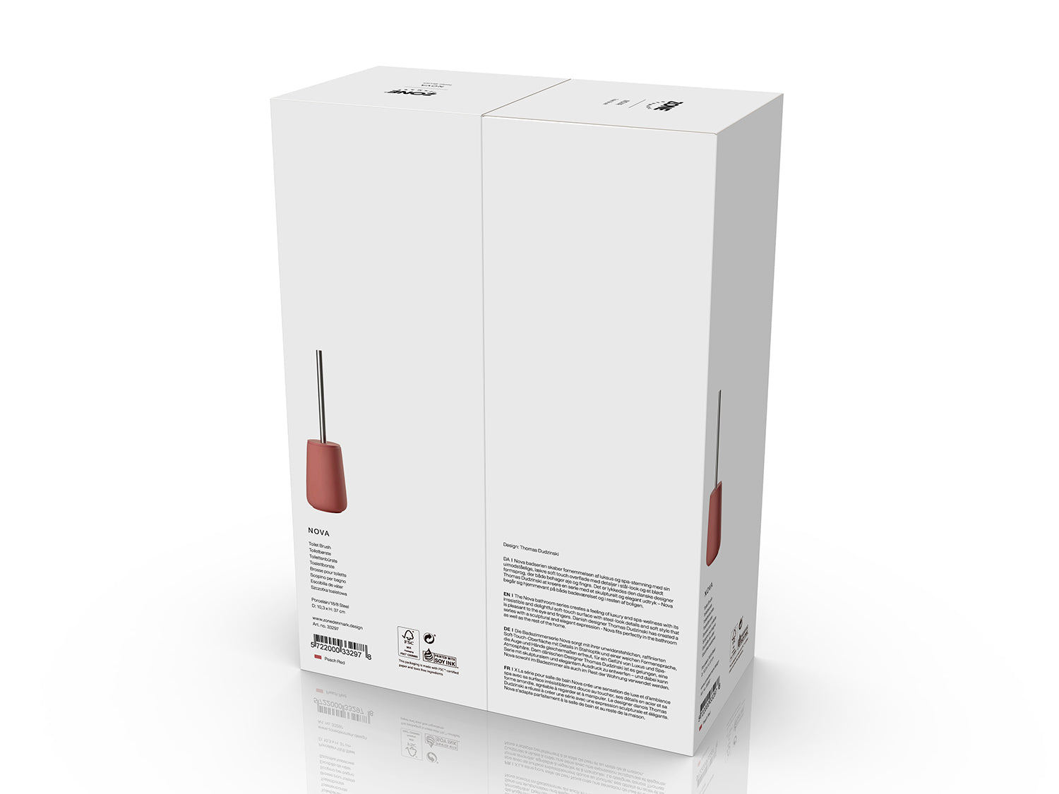 Brosse de toilette NOVA en porcelaine et acier Peach Red Zone Denmark - Mathon - 5