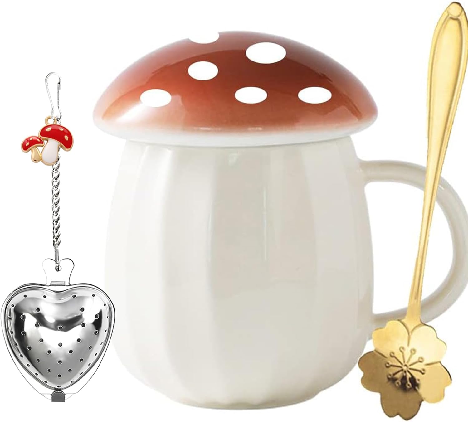 Mug Kawaii Champignon en Céramique avec Couvercle 251 ml Vendos85 - Mathon