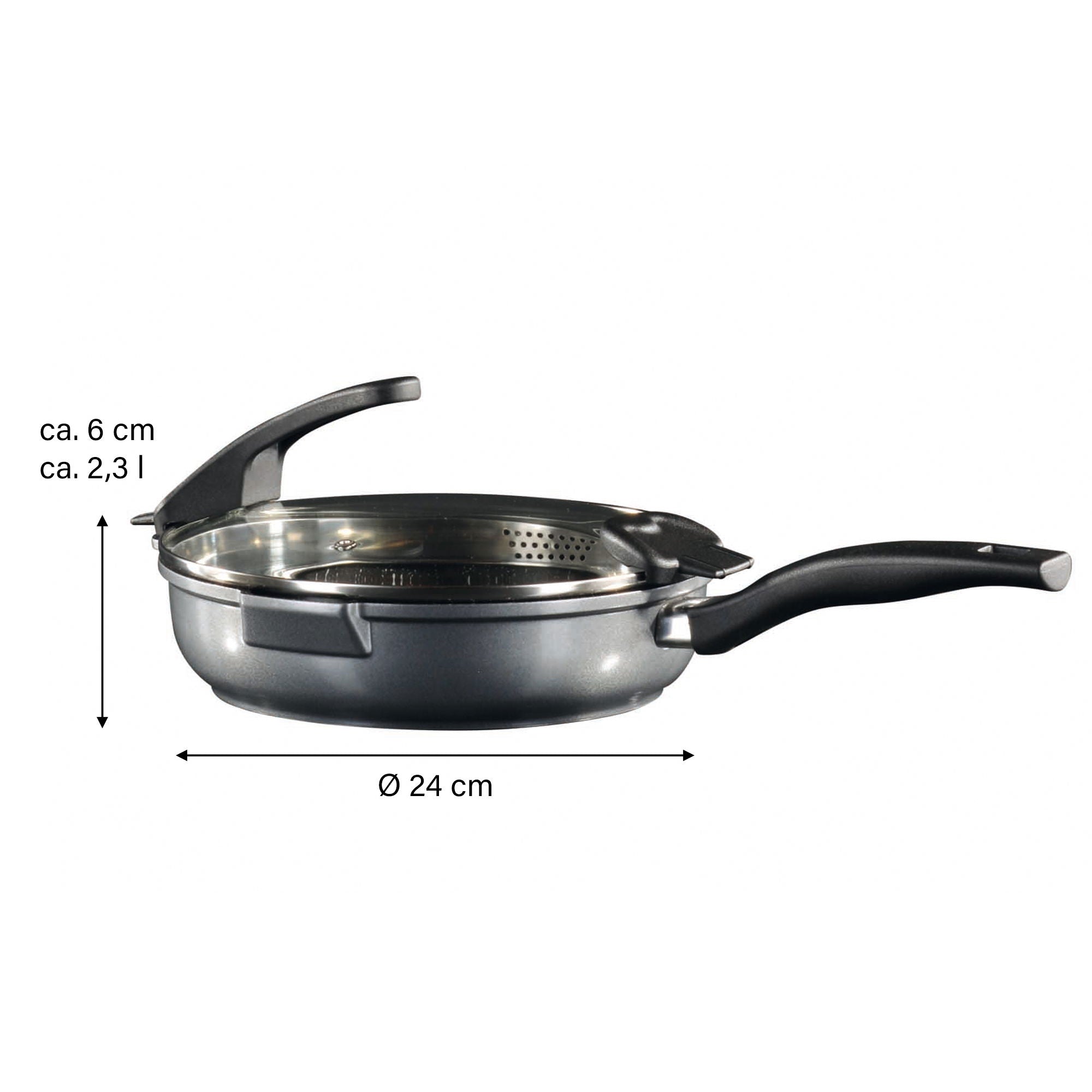 FUTURE Sauteuse 24 cm, avec couvercle en verre avec fonction passoire Stoneline - Mathon - 4