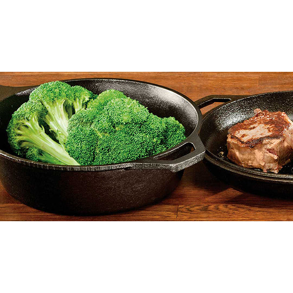 Set poêle 26 cm et sauteuse 3L en fonte naturelle avec double poignées Lodge - Mathon - 4