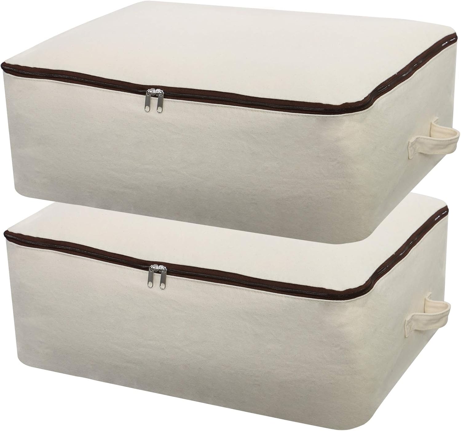 Lot de 2 sacs de rangement pliables beige 65x47x22 cm Vendos85 - Mathon