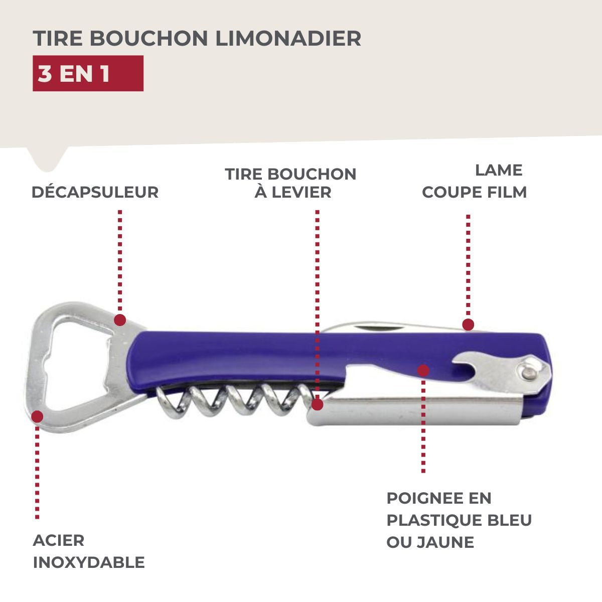 Tire-bouchon limonadier coloré  Bar Concept Fackelmann - Mathon - 4
