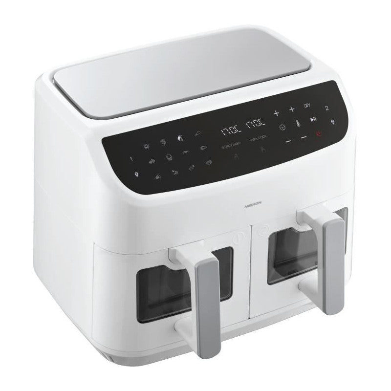 Friteuse A Air Chaud - Medion - P20 Xxl Twin - 2600 W - 2 Paniers - 9 Programmes - Blanc Medion - Mathon - 2