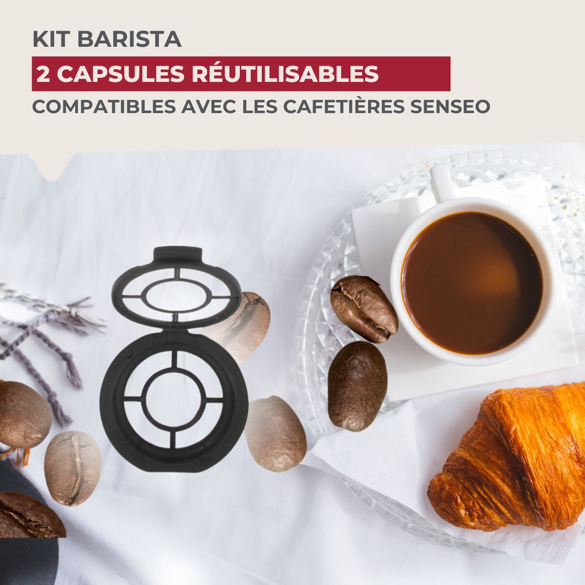 Ensemble de 4 capsules à café réemployables compatibles Senseo  Petit Déjeuner Fackelmann - Mathon - 2