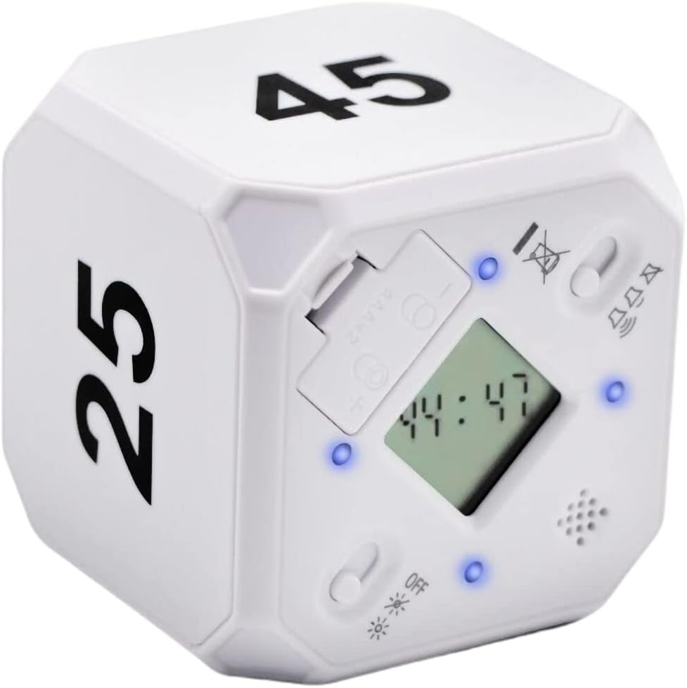 Minuteur de cuisine avec capteur de gravité et minuterie de méditation pour la gestion du temps et le compte à rebours 5-15-25-45 minutes blanc Vendos85 - Mathon