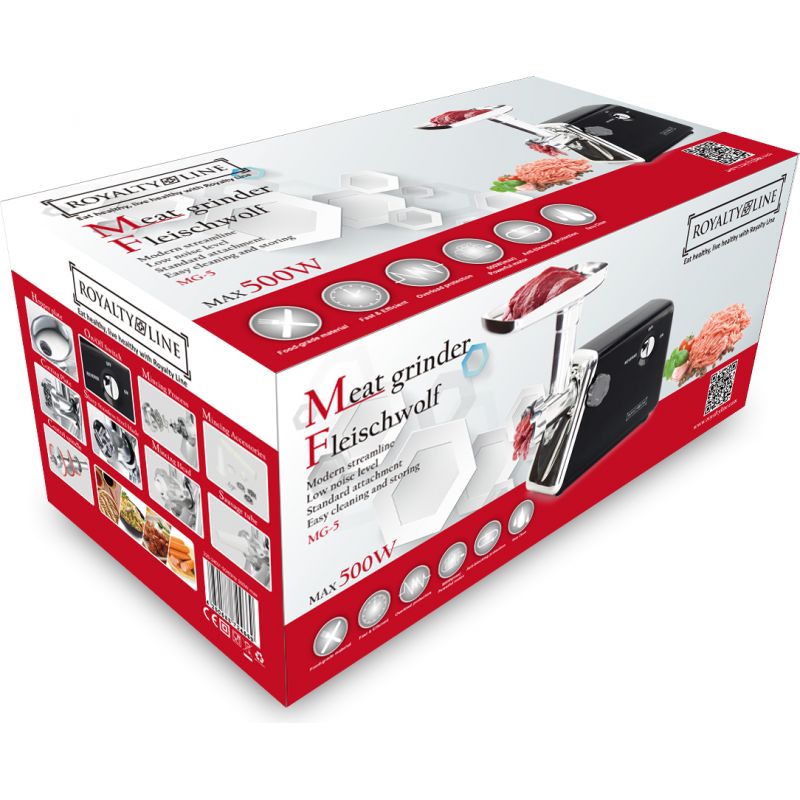Hachoir à Viande 600W Noir Royalty Line RLMG5-BLK Royalty Line - Mathon - 2