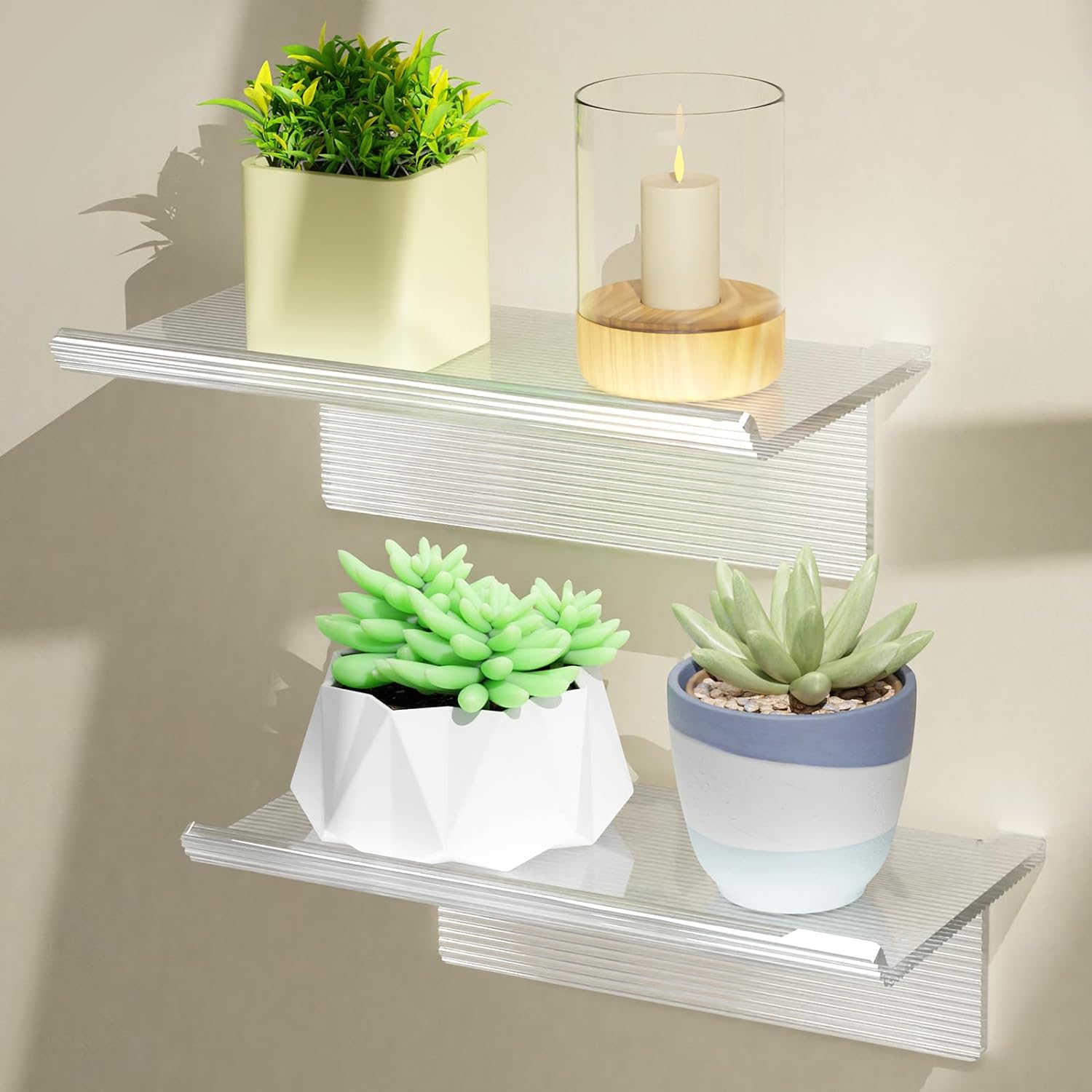 Lot de 2 Étagères sans Perçage de 30 cm pour Salon/Chambre/Bureau/Cuisine Transparent Vendos85 - Mathon