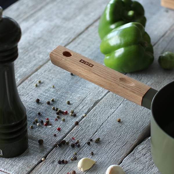 Casserole Ector induction aluminium revêtu manche en bois 20 cm vert Ogo - Mathon - 5