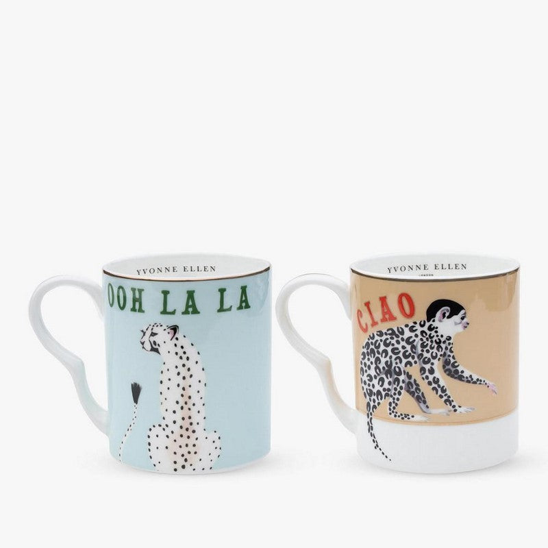 Carnival - Coffret 2 petits mugs 250ml - Guépard et Singe Yvonne Ellen - Mathon