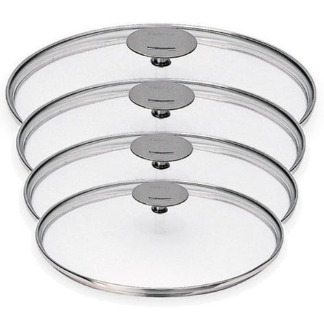 Set 4 couvercles en verre bombé Platine 14, 16, 18 et 20 cm Cristel - Mathon - 1
