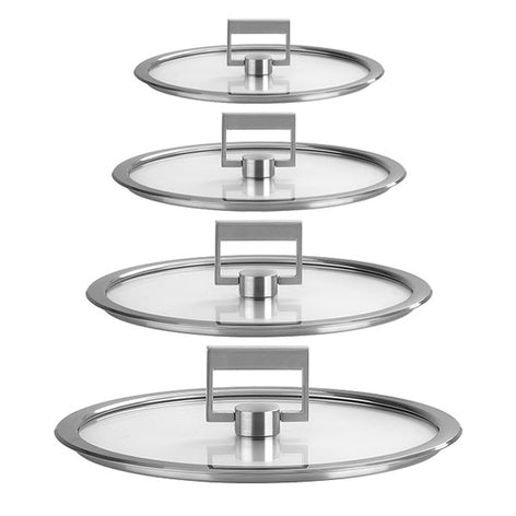 Set 4 couvercles en verre poignée carrée Strate 14, 16, 18 et 20 cm Cristel - Mathon - 1