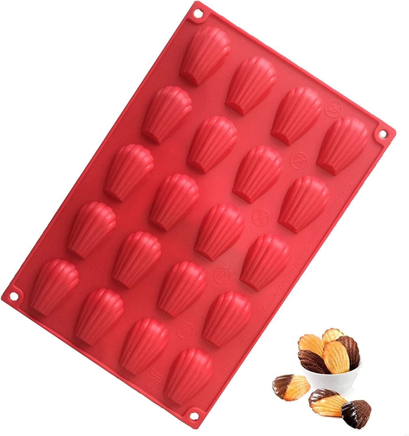 Mini moules à madeleine Seashell - En silicone - 20 trous - Avec revêtement antiadhésif Vendos85 - Mathon