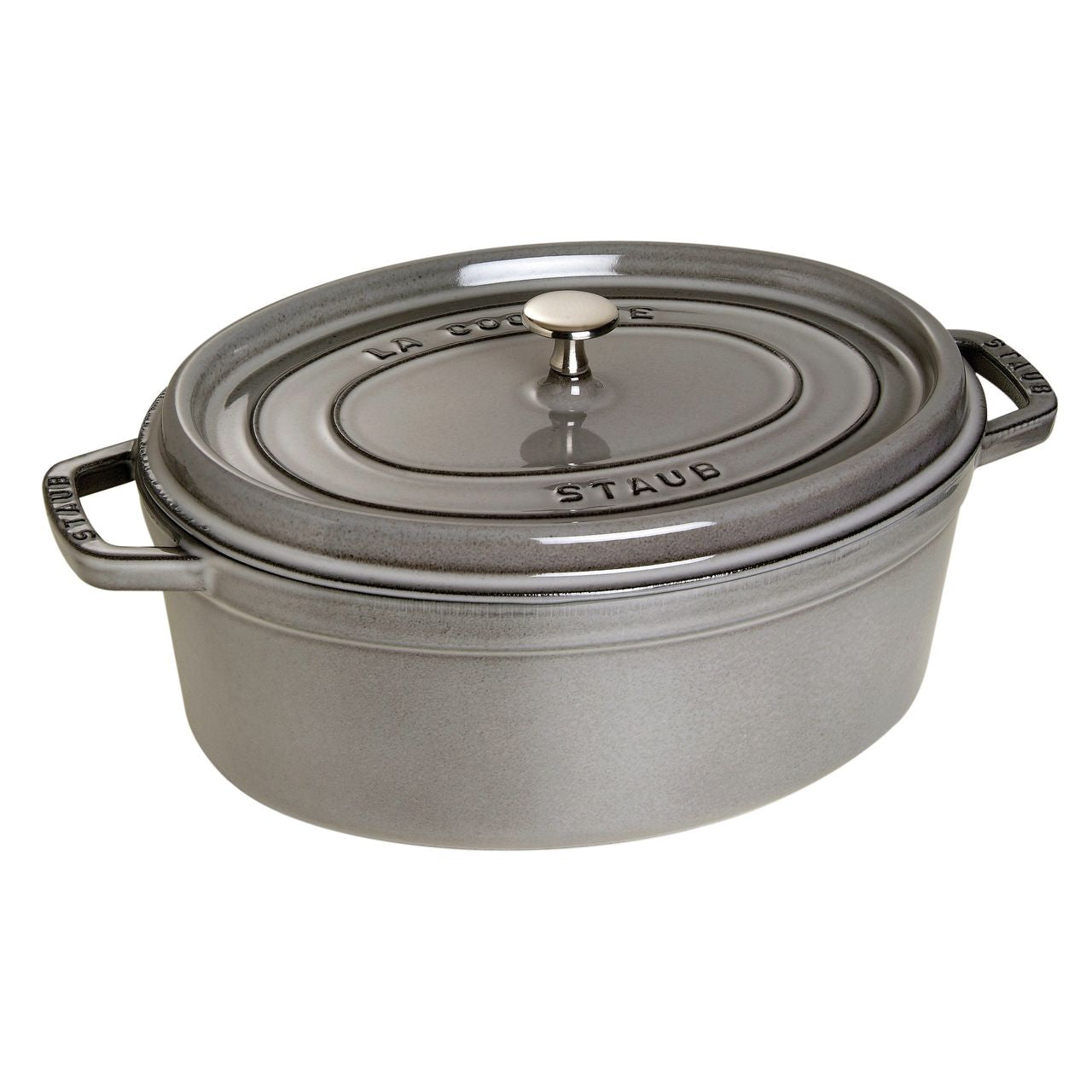 Cocotte 33 cm, Fonte, Ovale, Gris graphite Staub - Mathon - 1