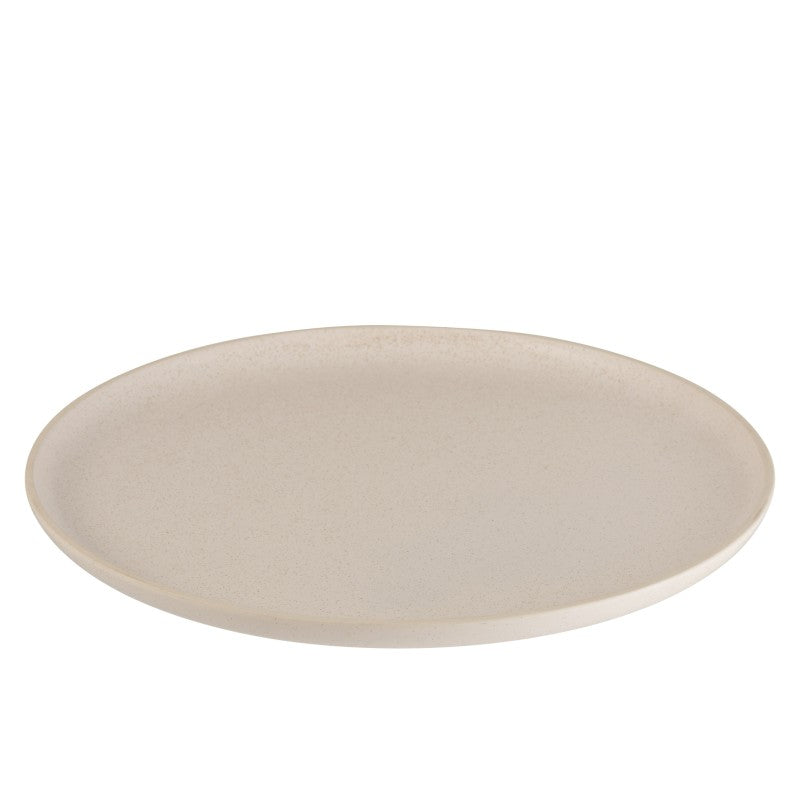 Assiette plate ronde en céramique crème D33cm J-Line - Mathon - 1