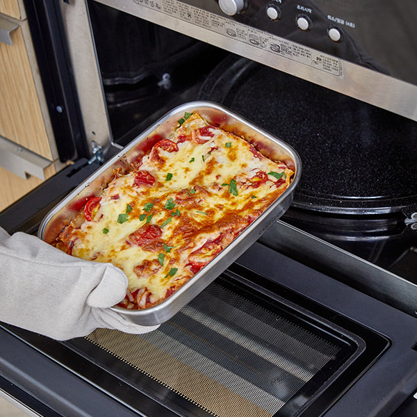 Boîte de conservation rectangulaire en inox 980 ml compatible micro-ondes Cuitisan - Mathon - 4