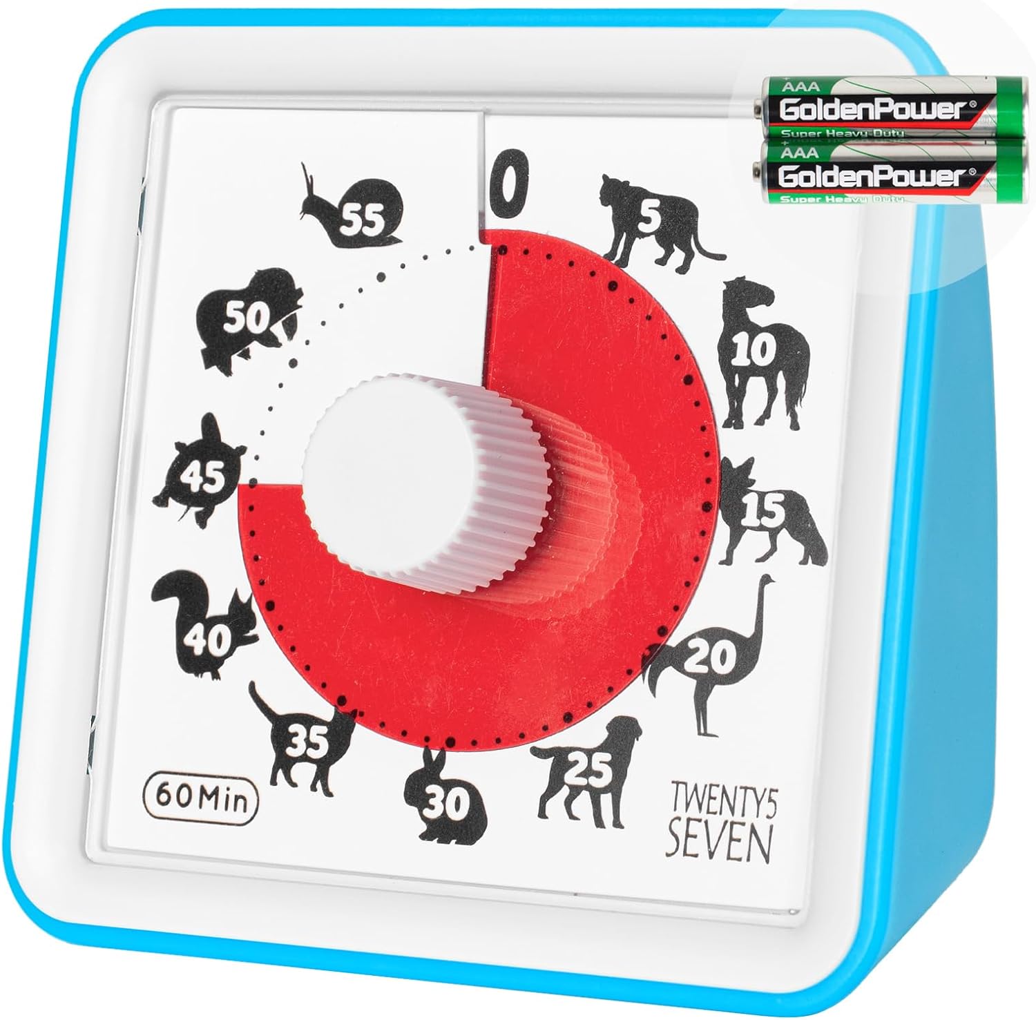 Minuteur analogique visuel 60 minutes, compte à rebours sans bruit bleu blanc Vendos85 - Mathon