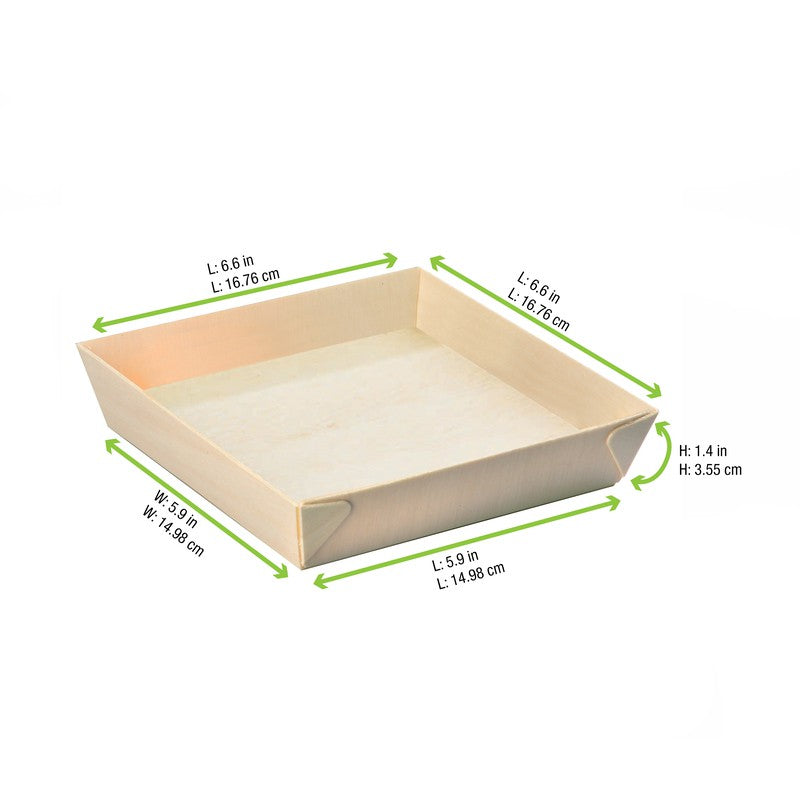 100Pcs - Barquette carrée en bois "Samouraï" 171x170x37mm FirstPack - Mathon - 2