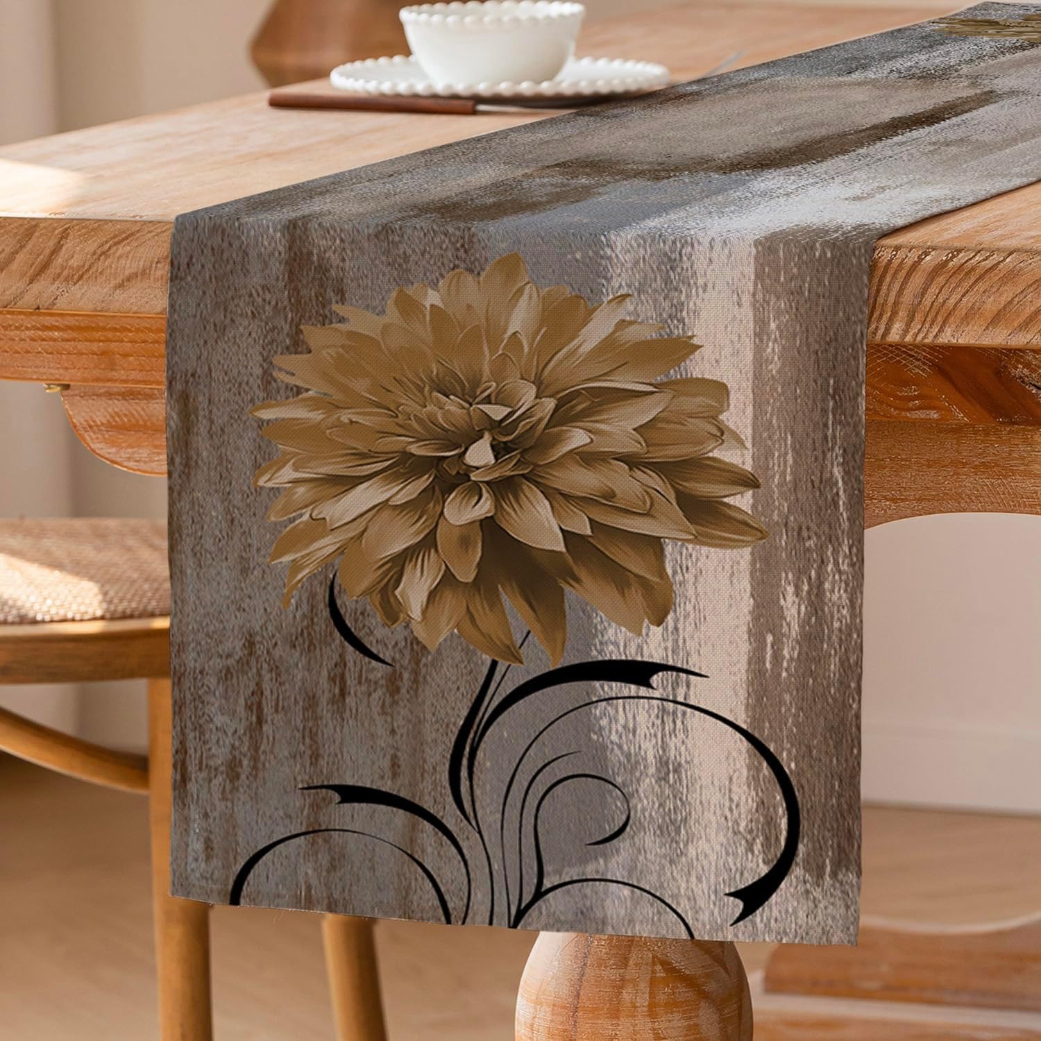 Chemin de table en lin épais 40×140 cm gris Vendos85 - Mathon