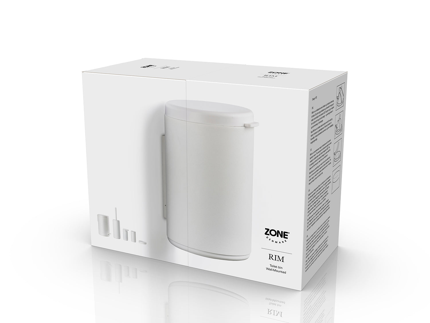 Poubelle de toilettes murale RIM en aluminium et abs Blanc Zone Denmark - Mathon - 4